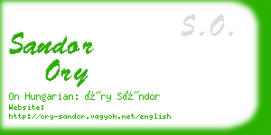 sandor ory business card